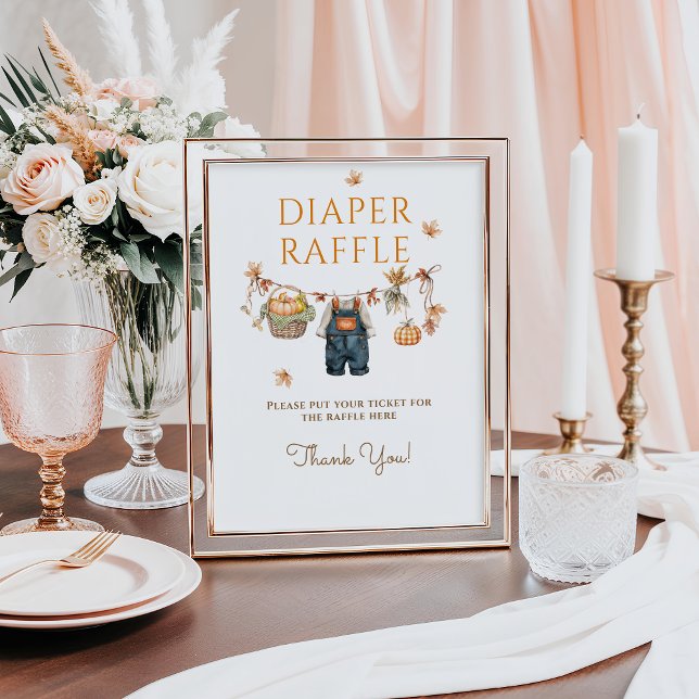 Diaper Raffle Pumpkin Rustic Fall Baby Shower Poster (Creator Uploaded)