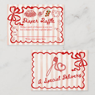 Diaper Raffle Red Bow Frame Enclosure Card