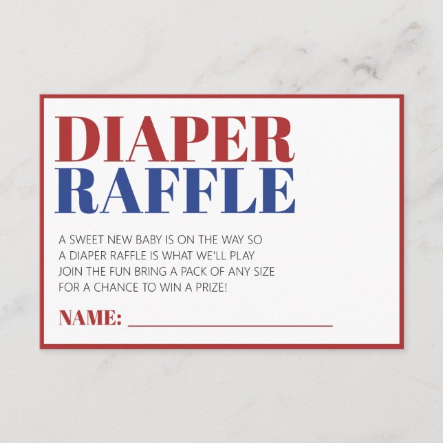 Diaper Raffle Red White And Blue 4th of July Enclosure Card (Front)
