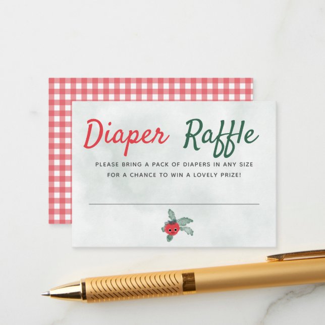 Diaper Raffle Rustic Little Tomato Baby Shower Enclosure Card (Front/Back In Situ)