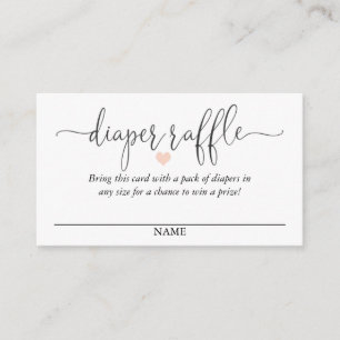 Diaper Raffle Script Text with Pink Heart Enclosure Card