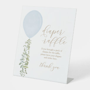 Diaper Raffle Sign Blue Balloon Boy Baby Shower