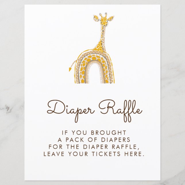 Diaper Raffle Sign | Giraffe  (Front)