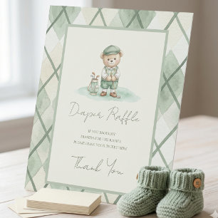 Diaper Raffle Sign Golfing Sage Green Baby Shower