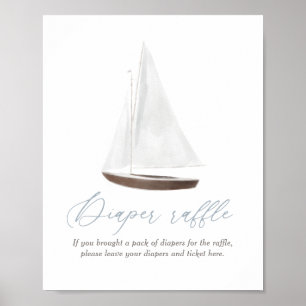 Diaper Raffle Sign Nautical Sailboat Baby Shower