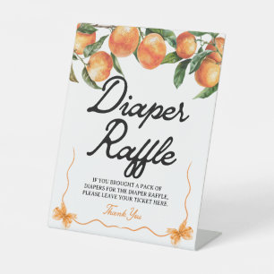 Diaper Raffle Sign   Orange Baby Shower Sign