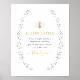 Diaper Raffle Sign Sweet as Can Bee Baby Shower