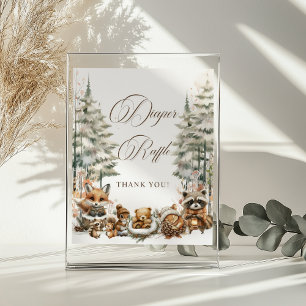 Diaper Raffle Sign Winter Watercolor Animals