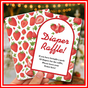 Diaper Raffle Strawberry Berry Sweet Game Invitation