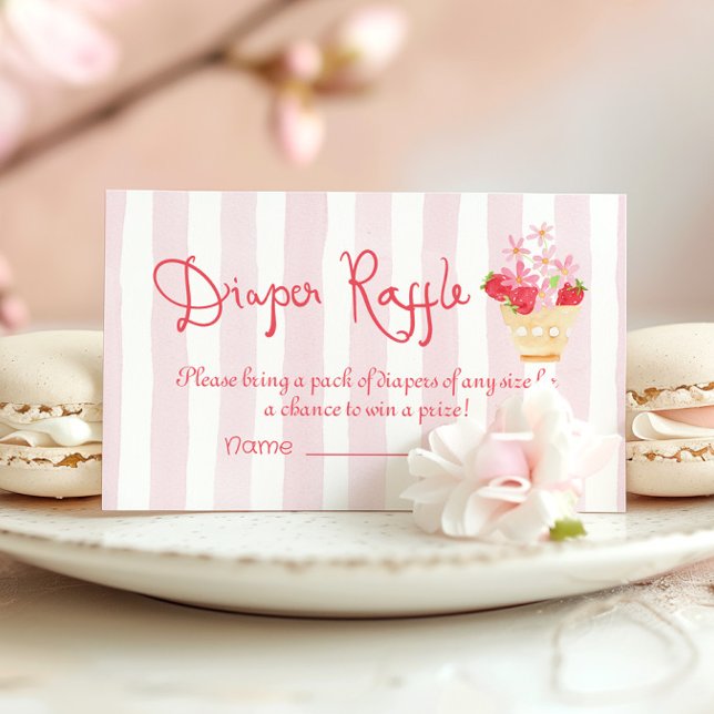 Diaper raffle Strawberry Berry Sweet Whimsical Enclosure Card (Creator Uploaded)