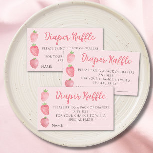 Diaper Raffle Strawberry Pink Baby Shower Enclosure Card