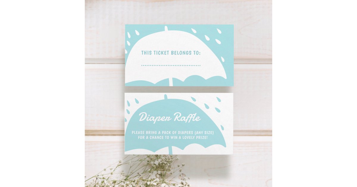 Diaper Raffle Stylish Umbrella Rain Baby Shower Enclosure Card | Zazzle