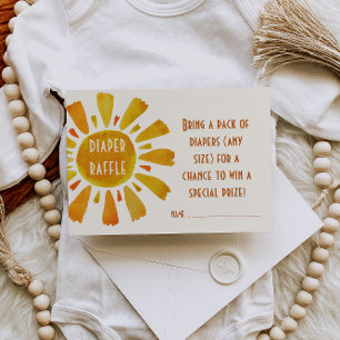 Diaper Raffle Sun Boho Watercolor Baby Shower Enclosure Card