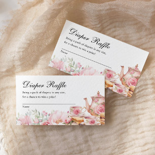 Diaper Raffle Tea Party Baby Shower  Enclosure Card