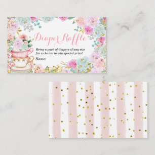 Diaper Raffle Tea Party Pastel Floral Enclosure Card