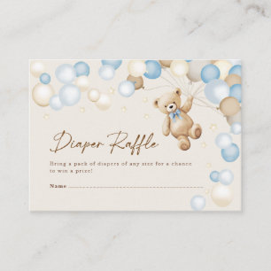 Diaper Raffle Teddy Bear Boy Baby Shower Enclosure Card