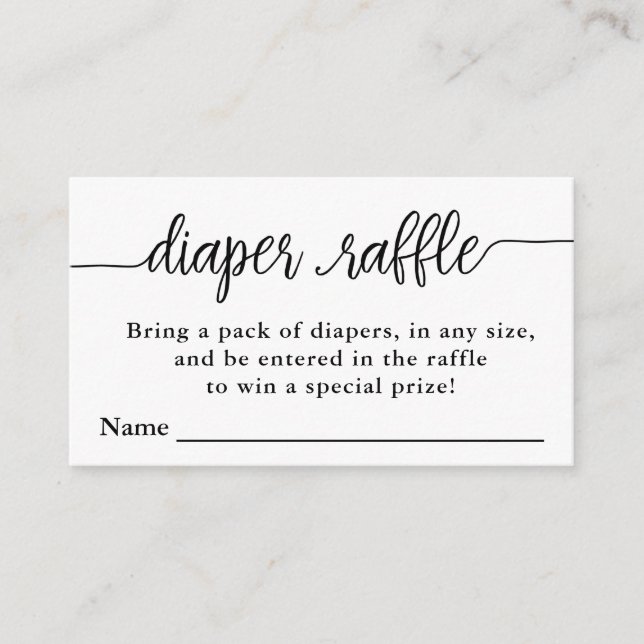 Diaper Raffle Ticket, Baby Shower Enclosure Card (Front)