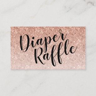 Diaper Raffle Ticket, Black Script Rosegold Enclosure Card