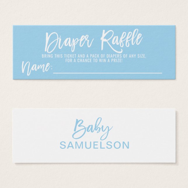DIAPER RAFFLE Ticket Blue BOY Baby Shower (Front & Back)