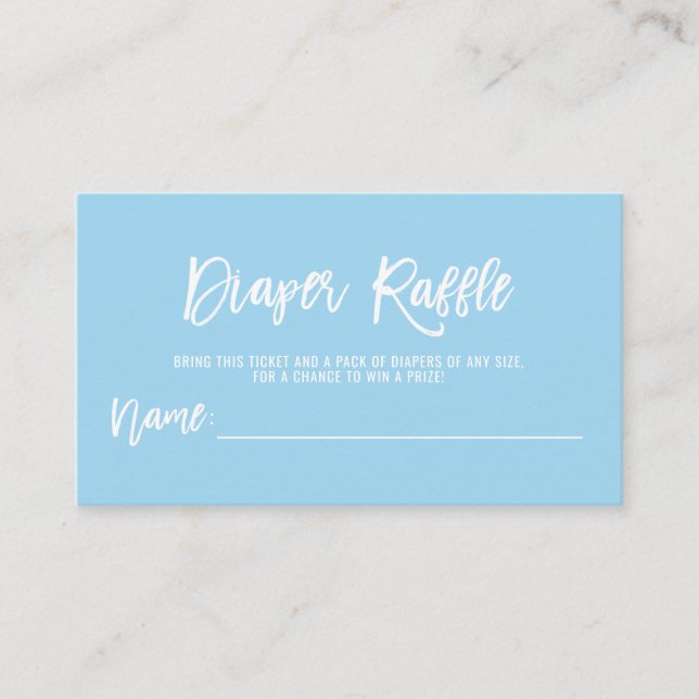 DIAPER RAFFLE Ticket Blue BOY Baby Shower Enclosure Card (Front)