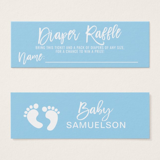 DIAPER RAFFLE Ticket Blue BOY Baby Shower QTY 100 (Front & Back)