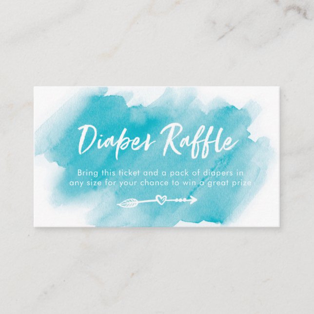 Diaper Raffle ticket | Blue watercolor Enclosure Card (Front)