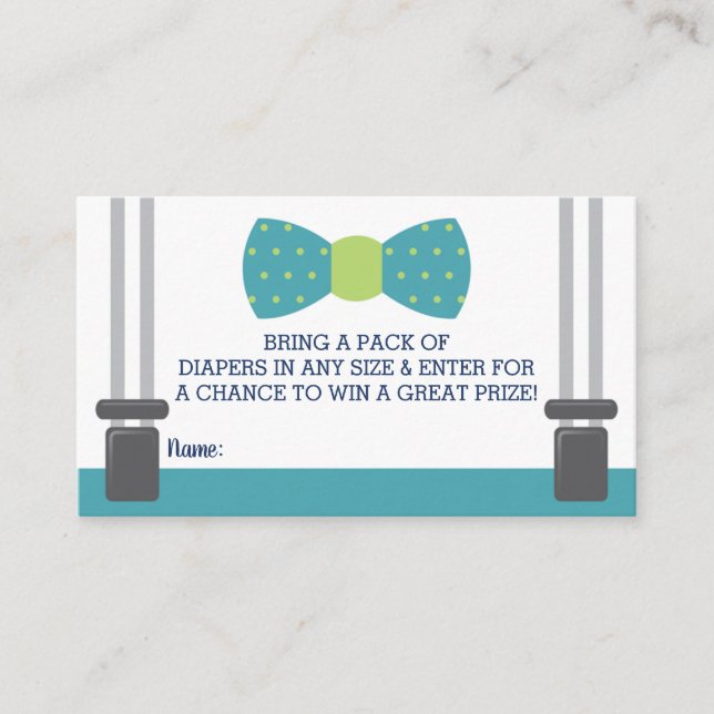 Diaper Raffle Ticket, Bow Tie Baby Shower Business Card (Front)