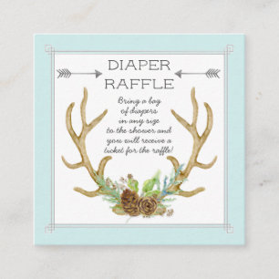 Diaper Raffle Ticket Deer Antlers Rustic Forest