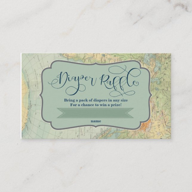 Diaper Raffle Ticket for an Adventure Baby Shower Enclosure Card (Front)