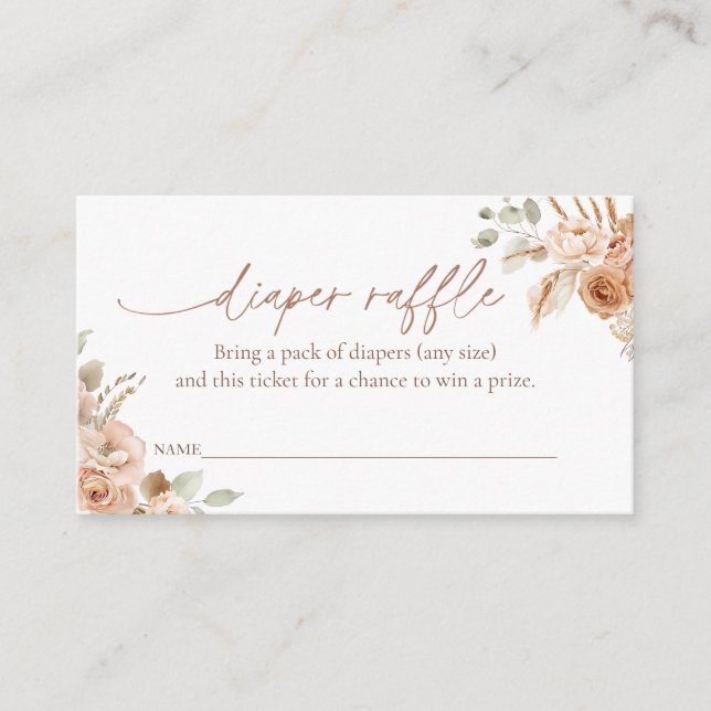 Diaper Raffle Ticket for Baby Shower Enclosure Card (Front)