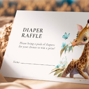 Diaper Raffle Ticket Giraffe Blue Boy Enclosure Card