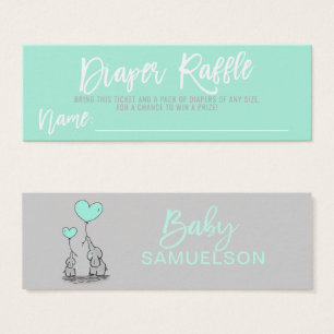 DIAPER RAFFLE Ticket MINT Baby shower éléphant