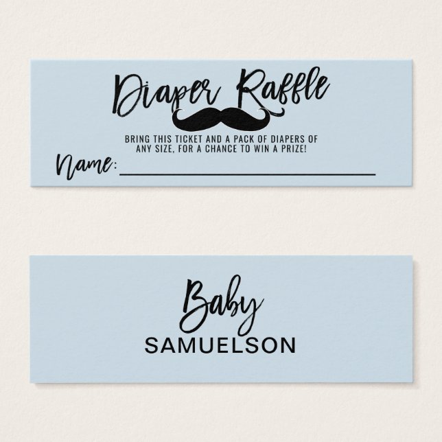 DIAPER RAFFLE Ticket Moustache Little Man Shower (Front & Back)