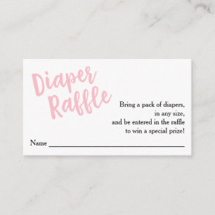 Diaper Raffle Ticket-Pink Script Enclosure Card
