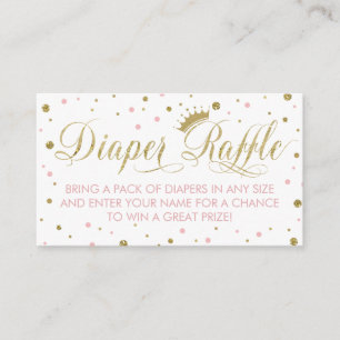 Diaper Raffle Ticket, Princess, Pink Enclosure Card