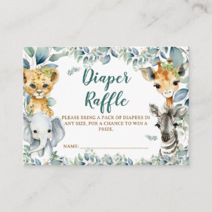 Diaper Raffle Ticket Sage Green Safari Theme  Enclosure Card