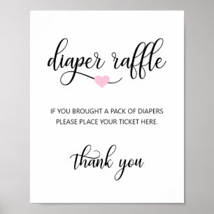 DIAPER RAFFLE Ticket SIGN Black White Baby Shower