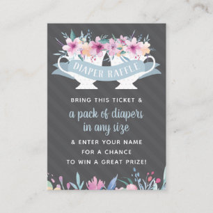 Diaper Raffle Ticket, Tea Party Baby Shower Business Card