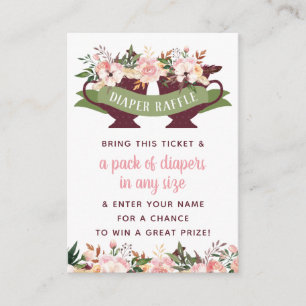 Diaper Raffle Ticket, Tea Party Baby Shower Business Card