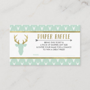 Diaper Raffle Ticket, Woodland Deer, Baby Shower Enclosure Card