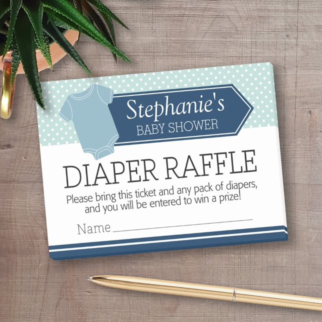 Diaper Raffle Tickets - Baby Shower Game Blue Boy Post-it Notes (Personalized Post-It Notes - add name or other text - Diaper Raffle)