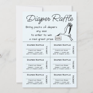 Diaper Raffle Tickets Blue Invitation