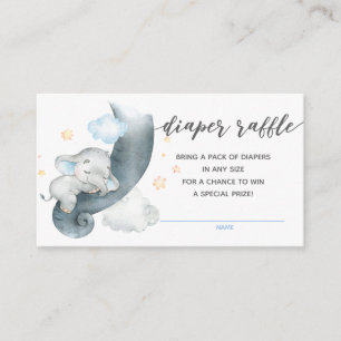 Diaper Raffle Tickets (Boy Sleeping Elephant)  Enclosure Card