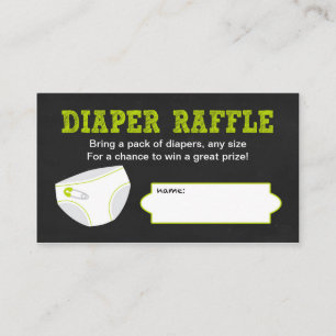 Diaper Raffle Tickets / Chalkboard neutral green Enclosure Card