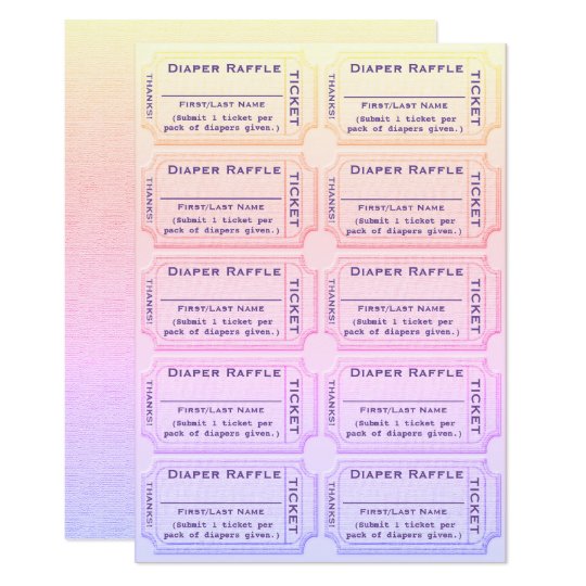 Diaper Raffle Tickets Cute Rainbow Baby Shower Card