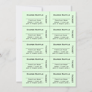 Diaper Raffle Tickets Green Invitation
