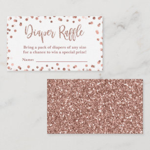 Diaper Raffle Tickets Rose Gold Glitter Confetti Enclosure Card