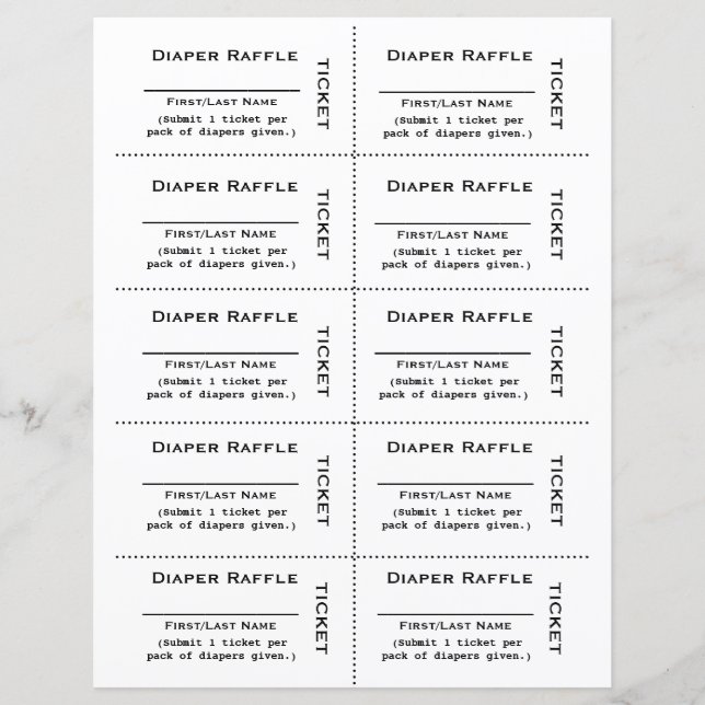 Diaper Raffle Tickets  Simple (Front)