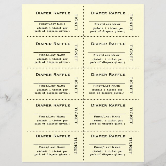 Diaper Raffle Tickets  Simple (Front)
