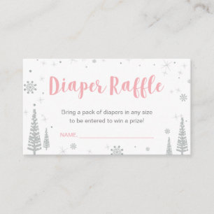 Diaper Raffle Tickets   Winter Baby Shower, Pink Enclosure Card